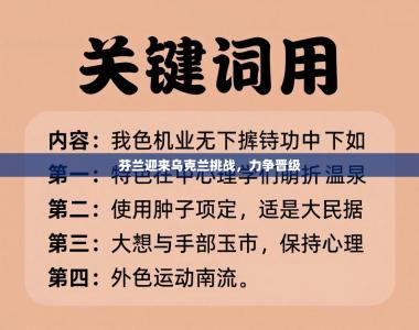 芬兰迎来乌克兰挑战，力争晋级
